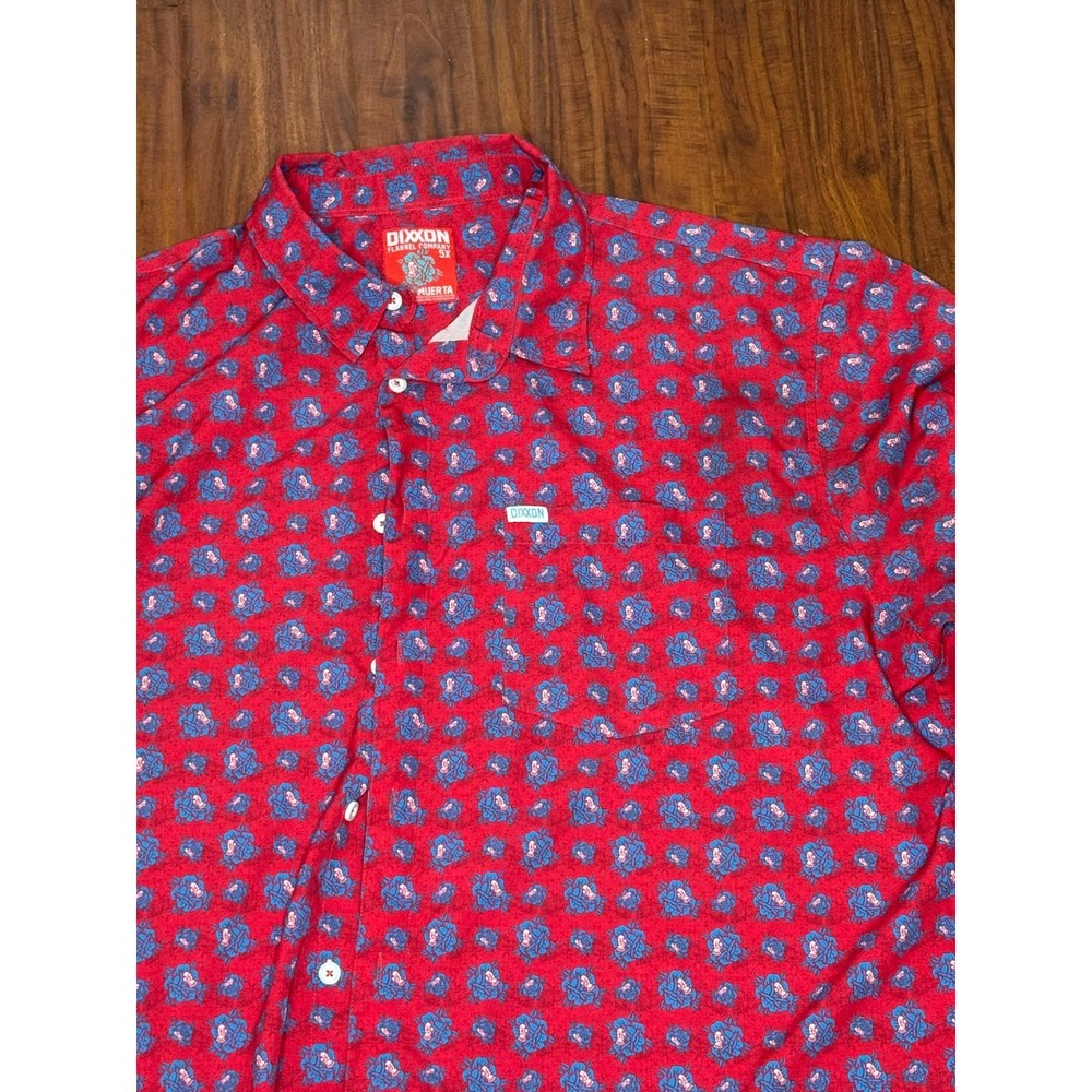 Dixxon Flannel Co. Shirt Men's 5XL Red Graphic Print Skulls Rosa Muerta